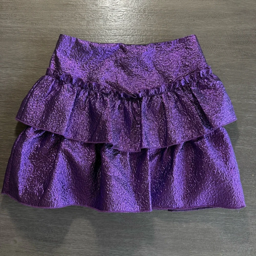 Zara Skort Mini Skirt Tiered Purple Rave Skirt XS